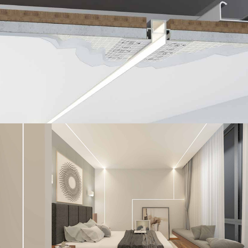 Anti-Glare Plaster-In Drywall LED Strip Channel For 10mm Tape Anti-Glare Plaster-In Drywall LED Strip Channel For 10mm Tape